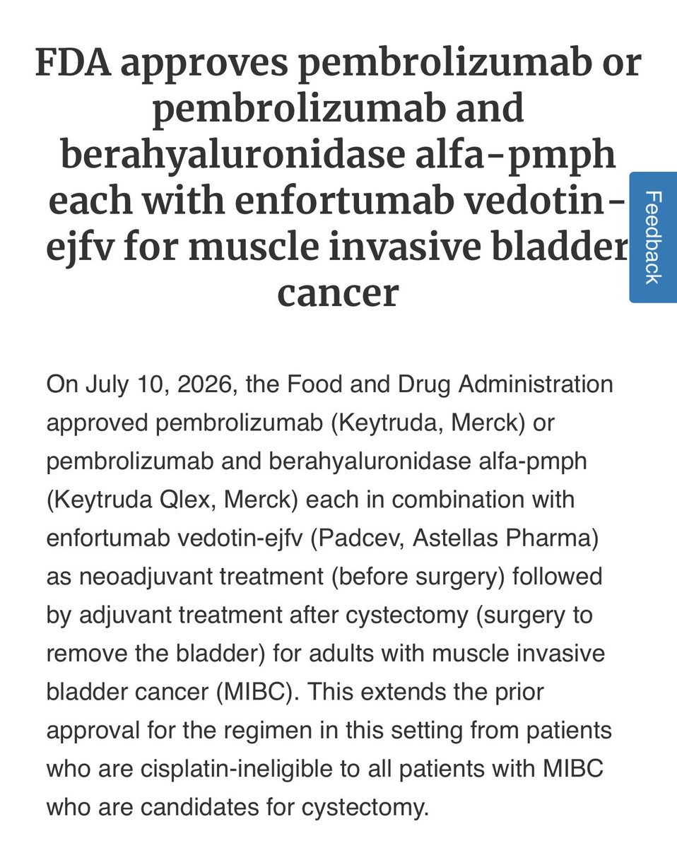 DrChoueiri's tweet photo. Now, the combo of EV-Pembro is @US_FDA approved for all muscle-invasive bladder cancer @OncoAlert @AUC3_Official @Merck @BladderCancerUS @OncoBellmunt @bergsa83 @mouwlab 

https://t.co/jevkHqal0U https://t.co/zOr21QdnAY