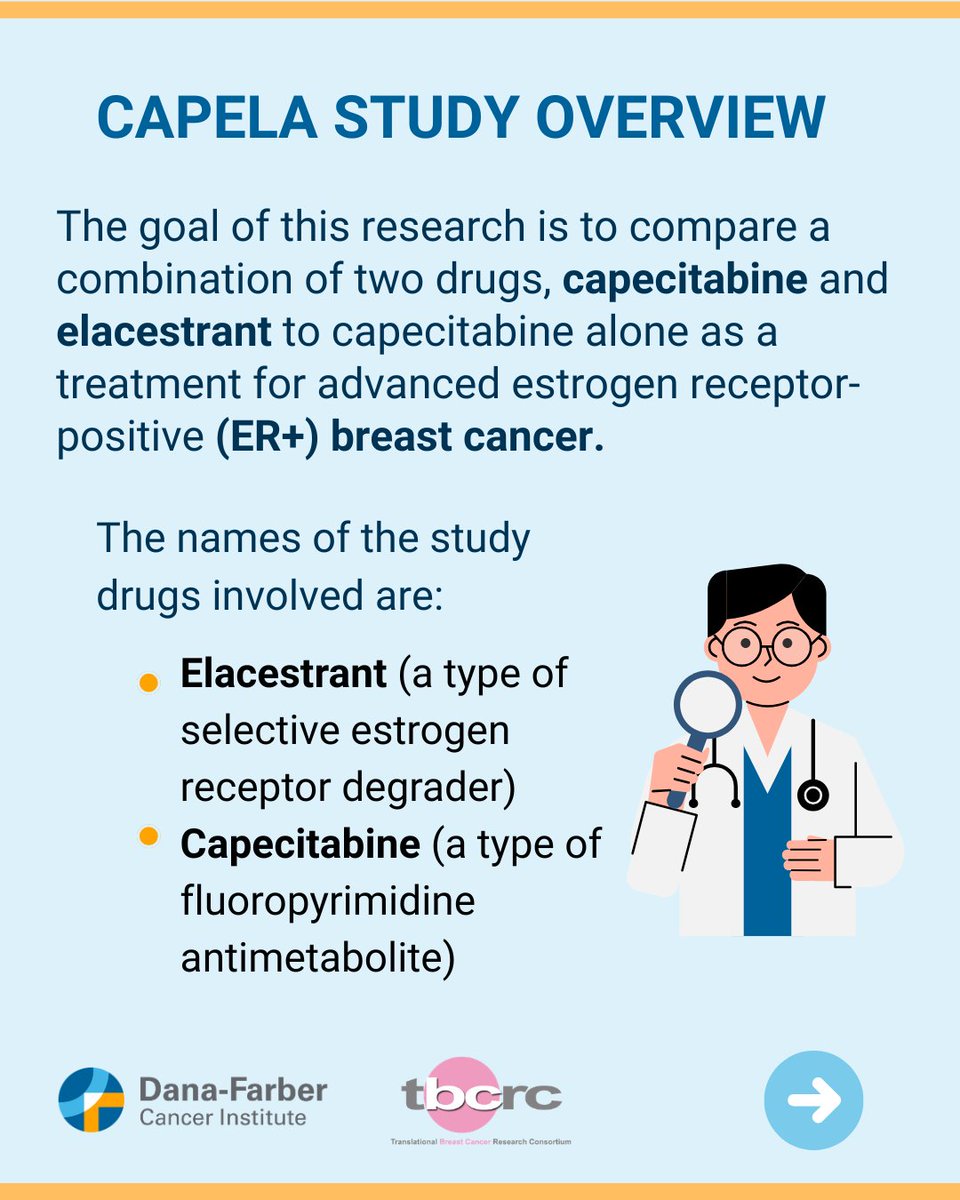 DFCI_BreastOnc's tweet photo. 📢 We are now enrolling to the #CAPELA study! 
This is a new phase II multi-center open-label randomized study of #CAPecitabine in combination with #ELAcestrant versus capecitabine alone in advanced estrogen receptor-positive #BreastCancer.
To learn more about the #CAPELA study call 877-338-7425 or visit https://t.co/QR1kItzQBg
PI: @KristinaFanucci #MetastaticBreastCancer #MBC #ClinicalTrial #BreastCancerResearch