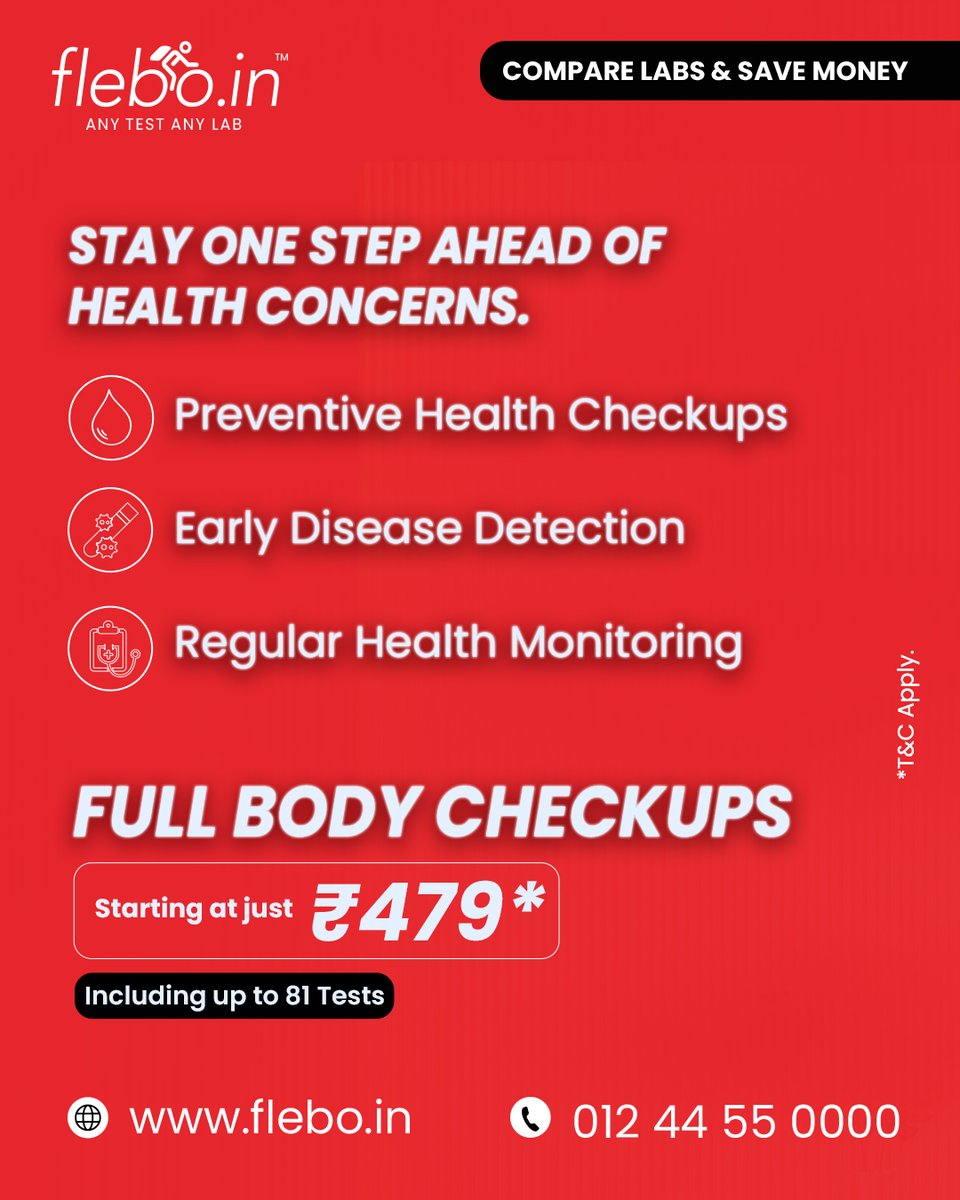 FleboOfficial's tweet photo. This World Population Day, take a step towards better health with Fleboβs Full Body Checkups including up to 81 essential tests starting at just βΉ479*. π©Ί
π Call 012 44 55 0000
π Visit https://t.co/rUR8YsiPHz to book
#Flebo #worldpopulationday https://t.co/LbHOBkWfvP