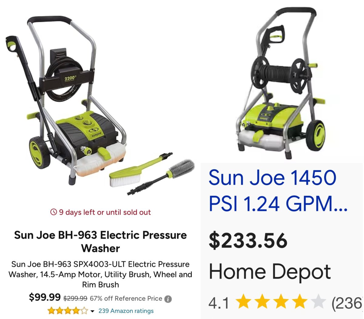 GlitchedDeals's tweet photo. $200 OFF SUN JOE PRESSURE WASHER

Electric pressure washer with cleaning brushes is now $100 at Woot

https://t.co/pc1ATVAa4H

Home Depot is selling a similar model for $234

Free shipping for Amazon Prime members #ad https://t.co/qKOBuW3ztC