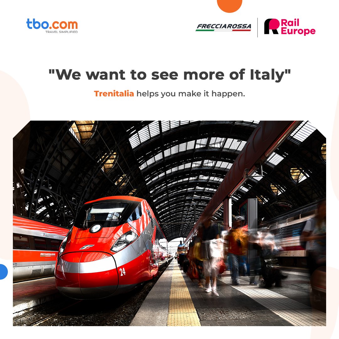 TBO_INDIA's tweet photo. More cities. Better itineraries. Greater value for your clients.

With Trenitalia's high-speed rail network, connecting Italy's iconic destinations has never been easier.

Book Trenitalia today!
https://t.co/9KdLVELTjV

#Trenitalia #RailEurope #Switzerland #TBO #TravelAgents https://t.co/0u15Oj2Ijq