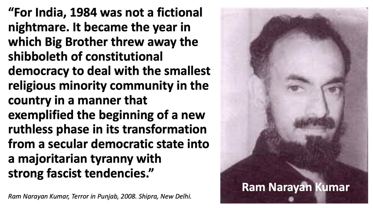 PavSingh84's tweet photo. Ram Narayan Kumar was a heroic human rights advocate who worked with Jaswant Singh Khalra in uncovering the extent of state abuses in the Punjab. He carried on this vital work after Khalra was killed, through the Committee for Coordination on Disappearances in Punjab #Satluj 
🧵 https://t.co/NtWzn0XN3N