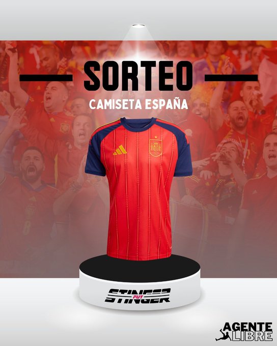 AgenteLibre_dig's tweet photo. ¡𝐒𝐎𝐑𝐓𝐄𝐎 𝐄𝐗𝐏𝐑𝐄𝐒𝐒 𝐃𝐄 𝐋𝐀 𝐂𝐀𝐌𝐈𝐒𝐄𝐓𝐀 𝐃𝐄 𝐄𝐒𝐏𝐀𝐍̃𝐀! 🇪🇸🎁

Si Lamine Yamal marca gol y España clasifica ante Bélgica, regalamos la 1° equipación de la selección entre los que den RT y nos sigan ⚽👀.

¡Mucha suerte! 🏆😉 https://t.co/NDH3hdjVCG