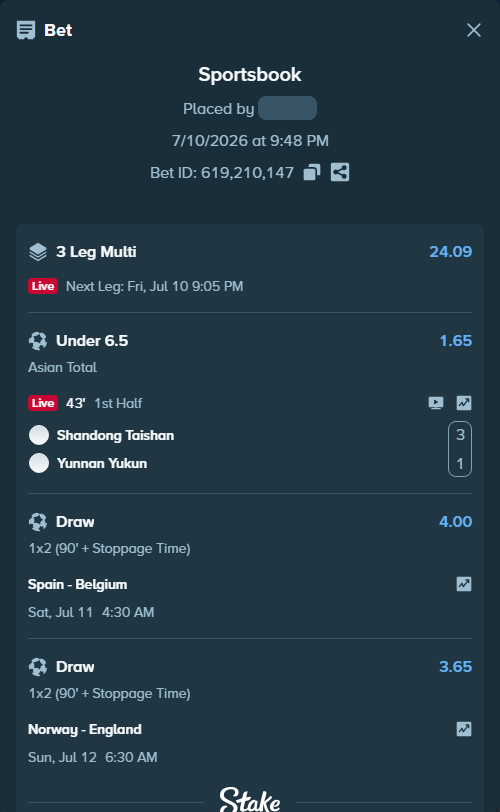 stakehighroller's tweet photo. Long shot — read or wishful? 3-leg multi, $29,448 on the line.
#WorldCup #CSL https://t.co/J5eVukEPBY