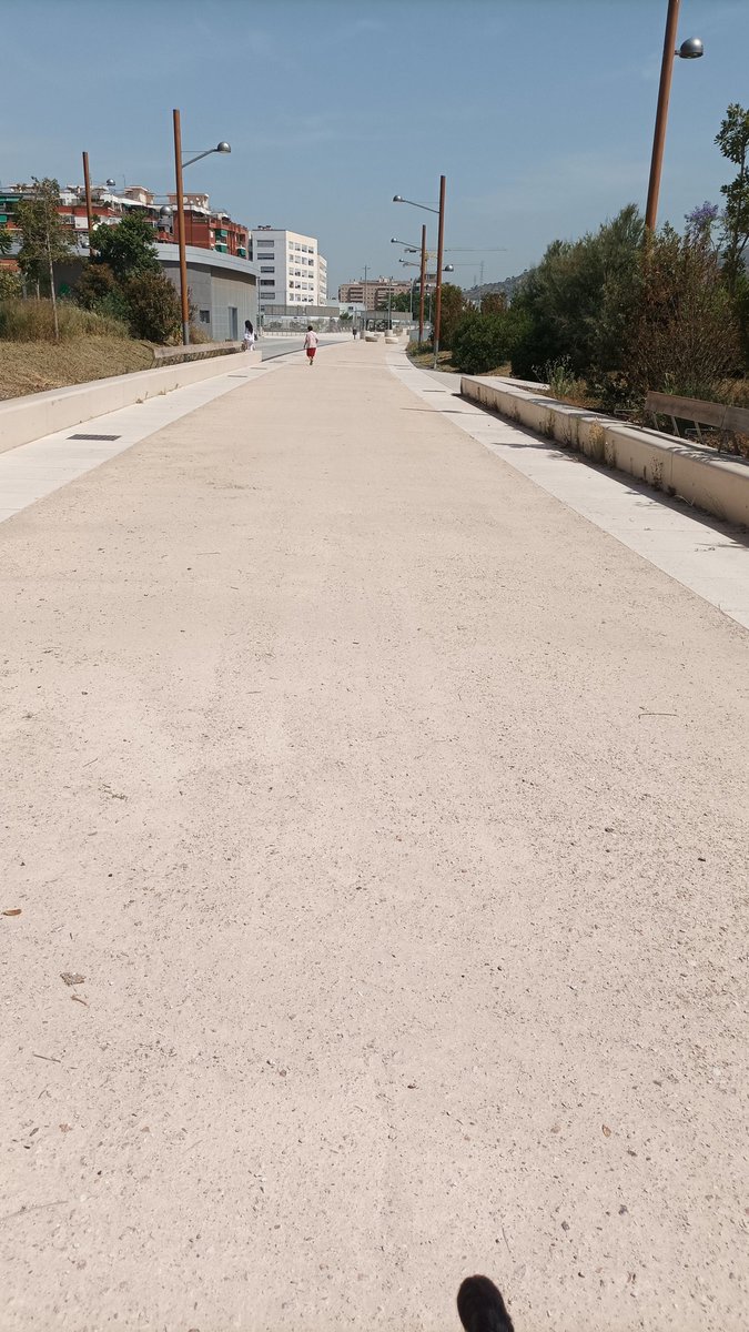 EvaGarc14446704's tweet photo. Aquí tenim un dels accessos a la nova estació de RENFE de BCN- Sant Andreu. Un passeig de ciment on no hi ha cap ombra, amb uns bancs de pedra que cremen i on ningú pot seure.

El nou disseny d'avui dia de les "zones verdes" amb  temperatures insoportables. https://t.co/htC6I2IROb