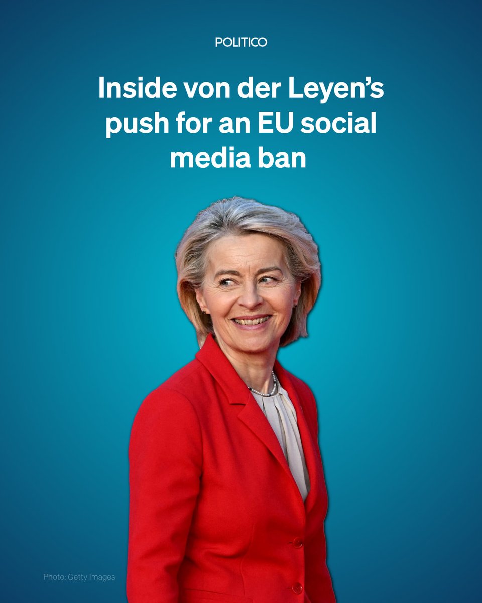 POLITICOEurope's tweet photo. A report due next week will add weight to calls for an EU-wide social media ban for young people.

But It’s not meant to convince Ursula von der Leyen.

🔗 https://t.co/jWgvO2DMnt https://t.co/eiTzHjzV5I