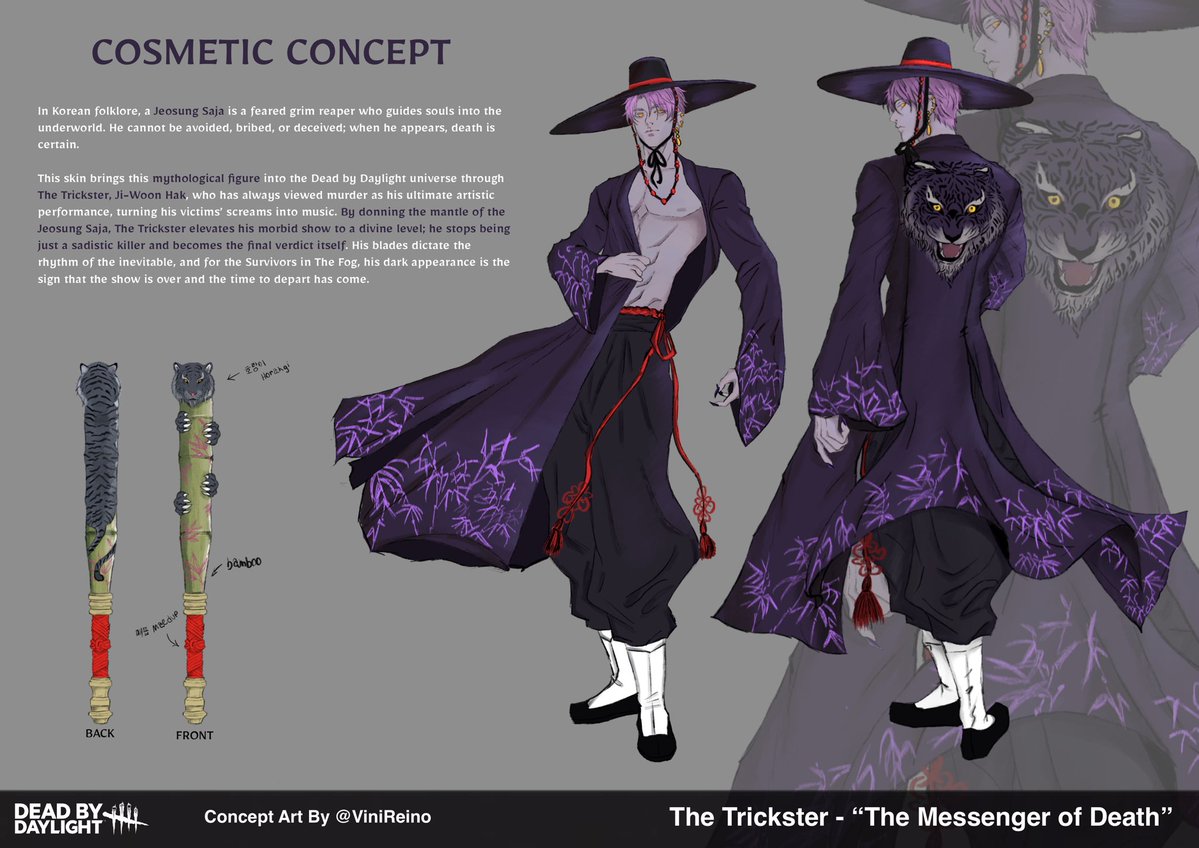 ViniReino's tweet photo. This project is incredibly special to me! 🖤 Here is my cosmetic concept for The Trickster: The Messenger of Death 💀 https://t.co/7OKmMvKD63