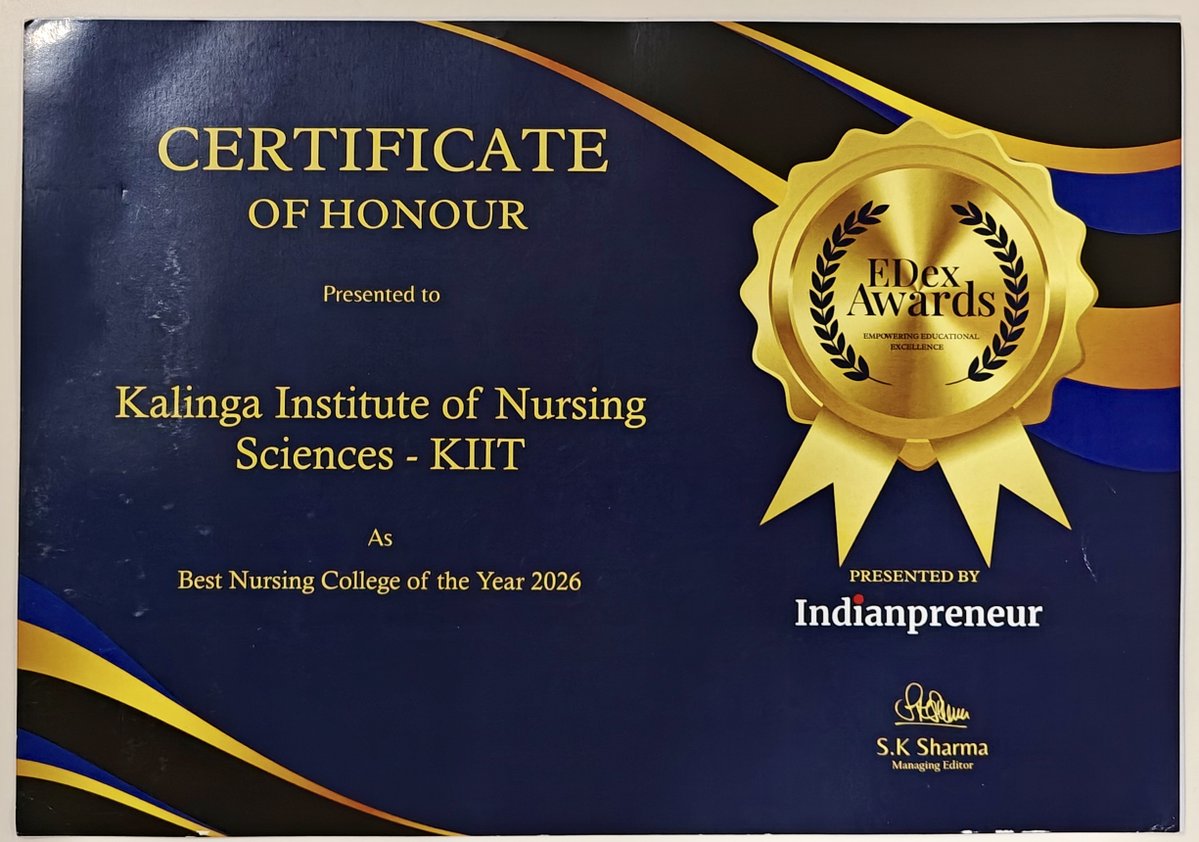 KIMSBBSR's tweet photo. We are proud to share that Kalinga Institute of Nursing Sciences (KINS), KIIT Deemed to be University, has been honoured with the prestigious Best Nursing College of the Year 2026 at the EDex Awards, presented by Indianpreneur.

This recognition celebrates our commitment to academic excellence, student-centric learning, clinical excellence, innovation, and holistic nursing education. With a strong focus on skill development, student welfare, and outstanding placement outcomes, KINS continues to prepare compassionate and competent nursing professionals who meet global healthcare standards.

This prestigious honour inspires us to continue setting new benchmarks in nursing education and healthcare excellence.