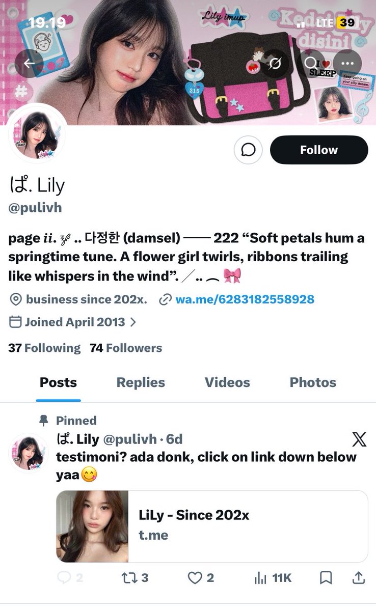 LiLY 🎀 — 4OO+ proof | @ after dm tweet media