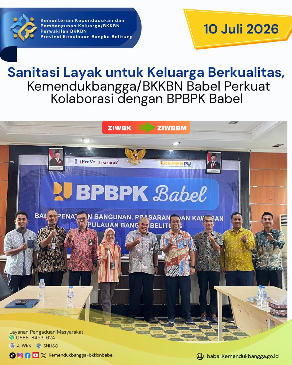 BabelBkkbn's tweet photo. Kemendukbangga/BKKBN Babel melaksanakan audiensi dengan BPBPK Kepulauan Bangka Belitung guna memperkuat sinergi 5 Program Prioritas, dengan fokus percepatan penurunan stunting melalui dukungan sanitasi layak, khususnya jamban sehat bagi keluarga sasaran. https://t.co/t32rw6DyV2