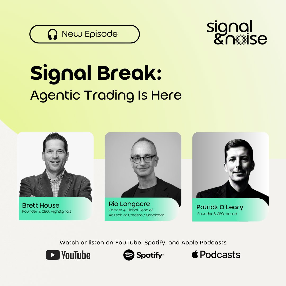 RioLongacre's tweet photo. 🚨 #SIGNALBREAK: Agentic Trading isn’t coming. It’s here.
Earlier this week, Boostr and Vox Media executed one of the industry’s first public agent-to-agent media transactions. Not a demo or a concept. A real media buy.
Within hours, we sat down with Boostr Founder & CEO Patrick O’Leary for an exclusive Signal & Noise conversation to unpack exactly what happened, how it worked, and why it could fundamentally reshape ad tech.
We’ve been saying for months that agentic trading wasn’t science fiction.
This week, it became reality.
🎙️ Signal Break: Agentic Trading Is Here
Links below.
#AdTech #AI #AgenticAI #AgenticTrading #AdCP