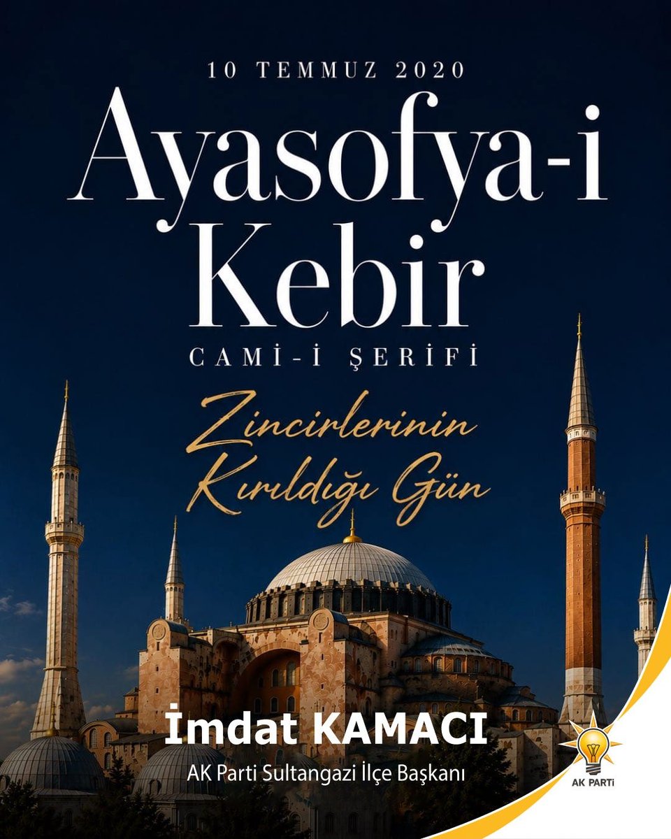 ImdatKamac's tweet photo. 6 yıl önce bugün, tarih yeniden yazıldı…

Cumhurbaşkanımız Sayın Recep Tayyip Erdoğan’ın güçlü iradesiyle milletimizin asırlık hasreti sona erdi; Ayasofya-i Kebir Cami-i Şerifi yeniden ezanla, duayla ve secdeyle buluştu.

Rabbim, Ayasofya’da ezanları kıyamete kadar daim eylesin; kapılarını ibadete, gönülleri birlik, beraberlik ve kardeşliğe her daim açık kılsın.

@abdullahozdemir 
@avadursun