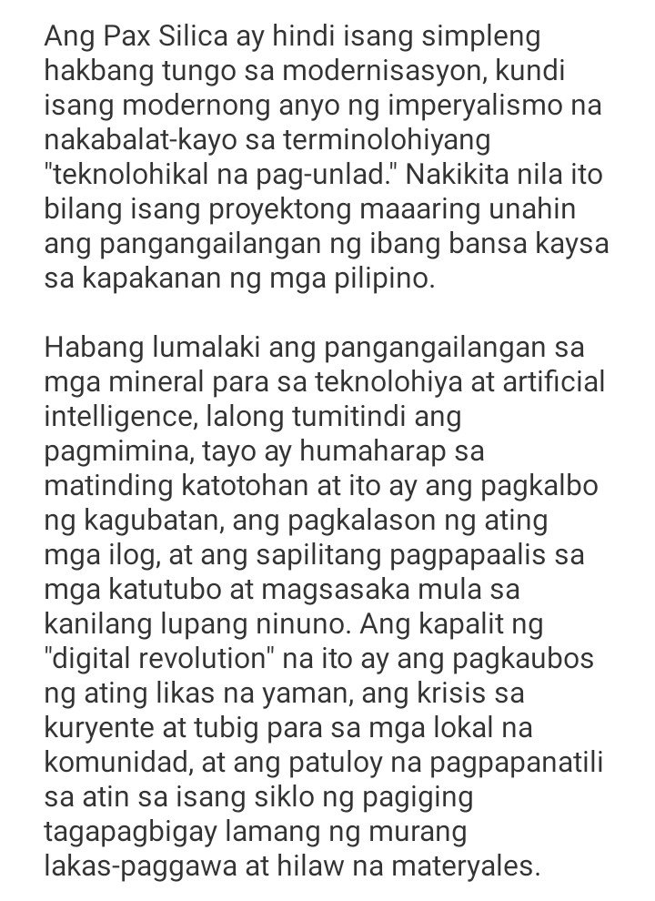 eomahnnah's tweet photo. It is very alarming that Pax Silica is not widely talked about right now and we all should know that it is something we should not ignore.

magbasa. magsuri. makialam.

#NoToPaxSilica #ShutdownPaxSilica https://t.co/vLT5IGxQqf