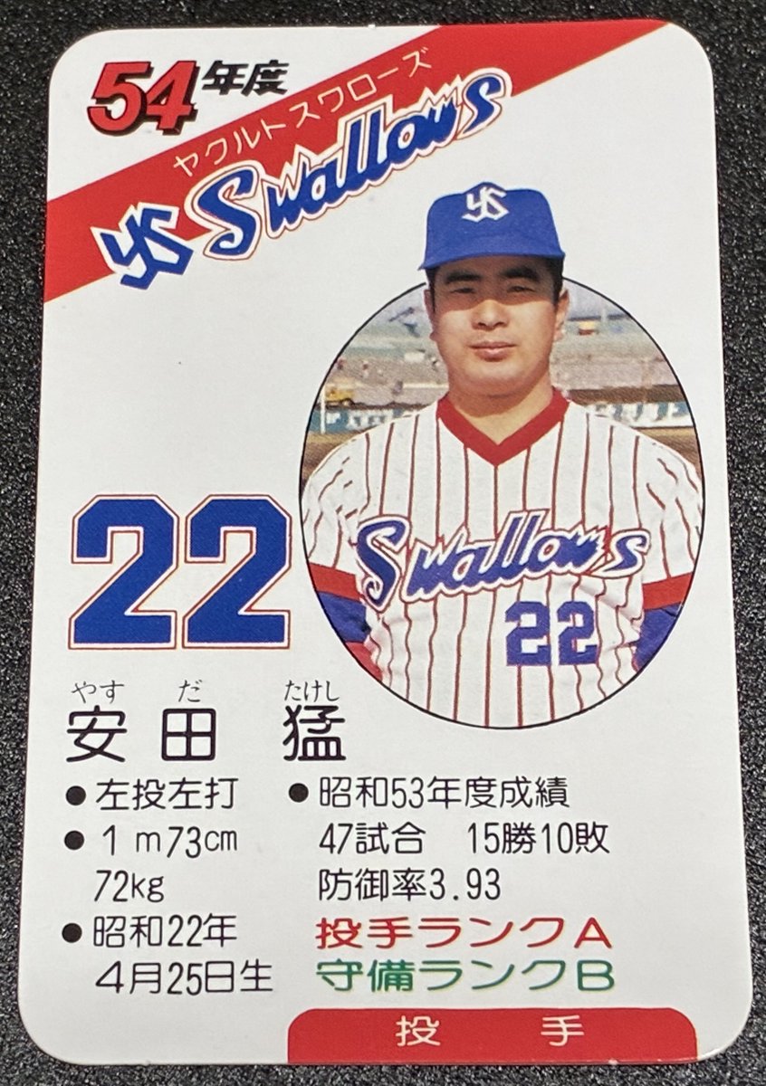 タカラプロ野球カードゲーム 昭和54年度版 安田猛 ヤクルトスワローズ