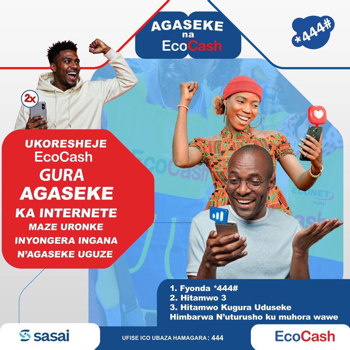 akezanet's tweet photo. 🔴GURA AGASEKE KA INTERNET UKORESHEJE ECOCASH, URONKE AKANDI KU BUNTU! 🎁
=========================
Fyonda *444#, gura agaseke ka internet ukoresheje @EcoCashbi, hanyuma uce uronka akandi gaseke kangana n'ako uguze ku buntu. Ni uburyo bworoshe bwo kuronka internet nyinshi ku giciro kimwe.

📲 Fyonda *444# ubu nyene, Hitamwo 3, Kugura Uduseke!

🎁 Agaseke kamwe uguze = Akandi bingana ku buntu!

⏳ Poromosiyo yatanguye kuva ku wa 9 Nyakanga gushika ku wa 8 Gitugutu 2026.

#lesbeautesdecheznous #akezanet #EcoCashBurundi #EconetBurundi #InternetKuBuntu #DoubleData #GuraUronke #StayConnected #Burundi