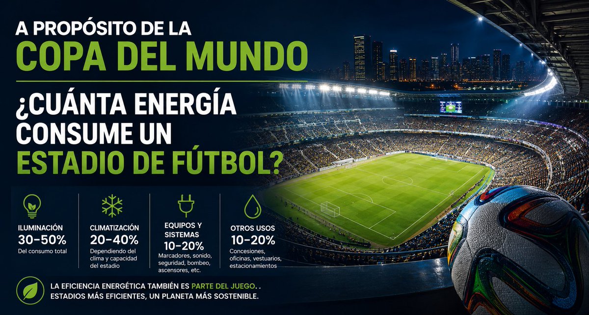 jamendezr89's tweet photo. A propósito de la Copa del Mundo ¿Cuánta energía consume un estadio de fútbol? https://t.co/Lkg6Iwx8Ec via @LinkedIn https://t.co/iOC46e5ls0
