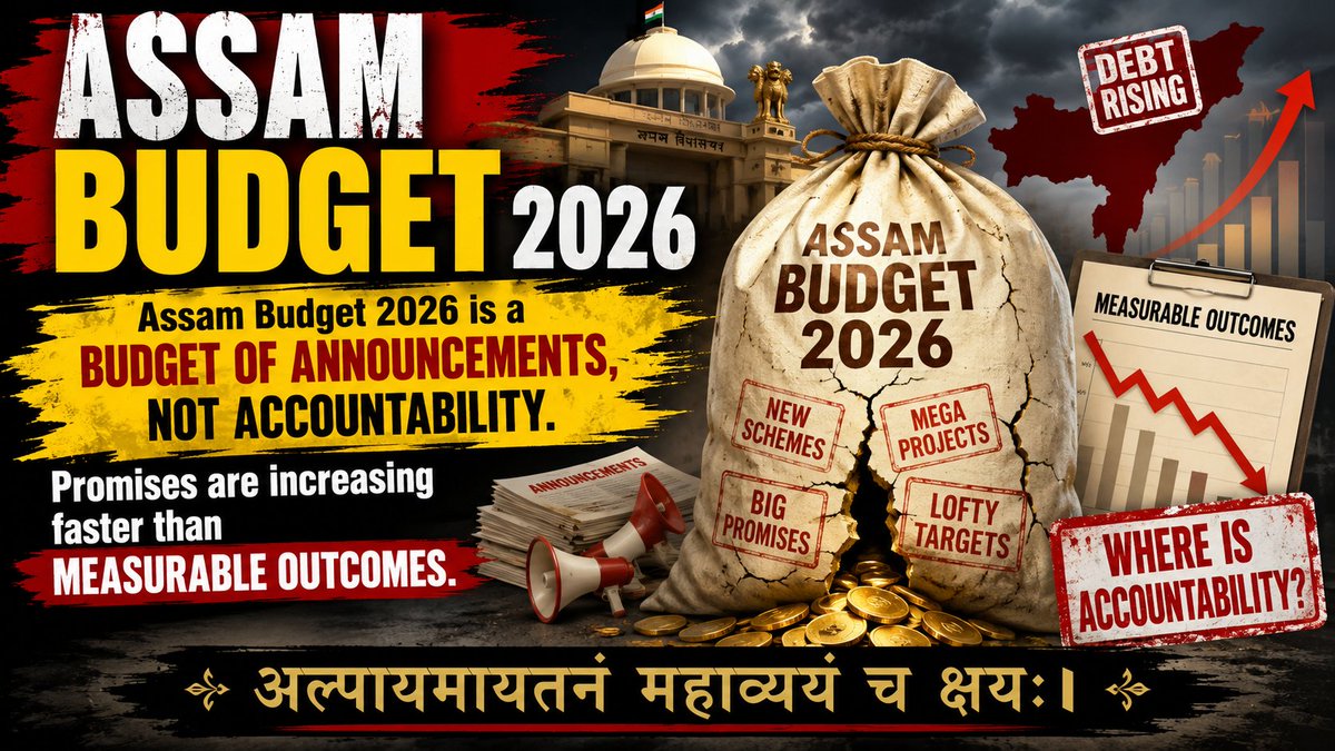 Netra_Assam's tweet photo. "अल्पायमायतनं महाव्ययं च क्षयःI"

"When revenue is small but expenditure is excessive and unjustified, the state's foundations erode" - Kautilya

[Detail Article - https://t.co/HEP2MDjyut]

@PMOIndia @CMOfficeAssam @himantabiswa @FinMinIndia @RSSorg @BJP4India
#Assam #AssamBudget https://t.co/kFDWBarwZQ