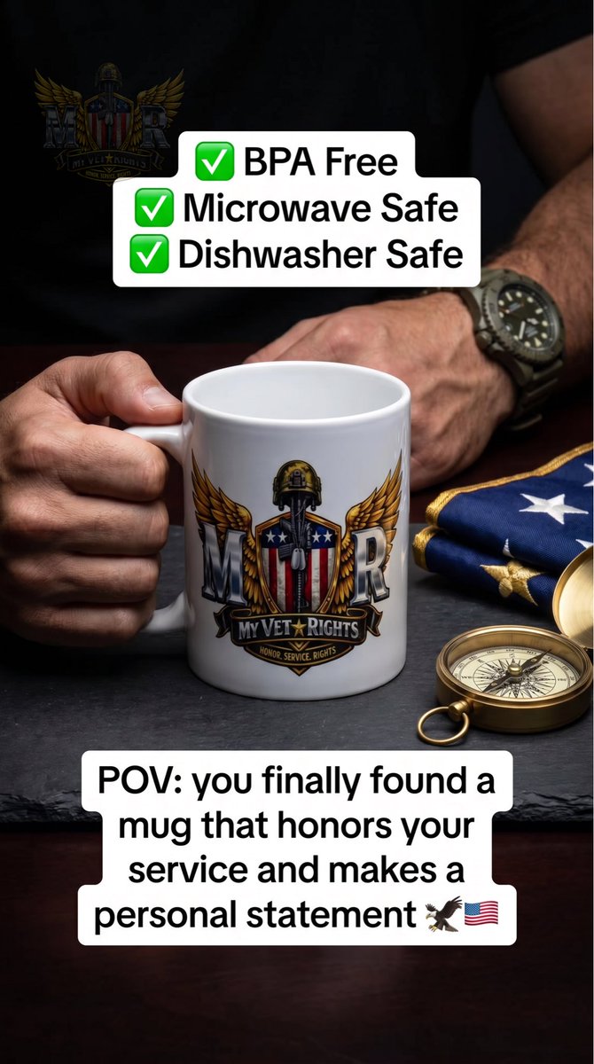 myvetrights's tweet photo. New drop. MVR Ceramic Mug — for veterans who start their day with purpose.
Get 10% off with code MVR10NEW → https://t.co/yy2nu5MJLv
#VeteranOwned #MyVetRights #VetMerch https://t.co/V4M7jM8yqV