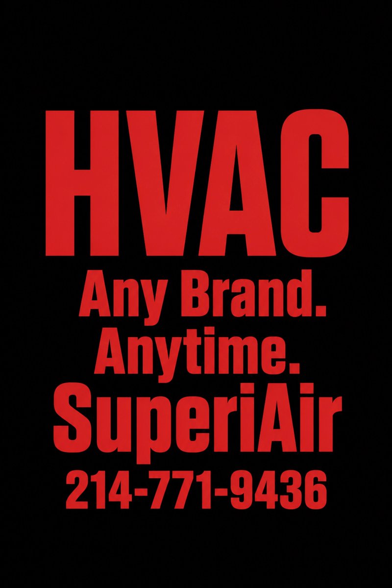Superiair1's tweet photo. Introducing our new slogan: HVAC. Any Brand. Anytime. SuperiAir. This is our commitment to Class A excellence across DFW. We service all brands, 24/7, with integrity. It’s up from here! 🚀

Call us at 214-771-9436.
#SuperiAir https://t.co/FLQCJ0QJZ4