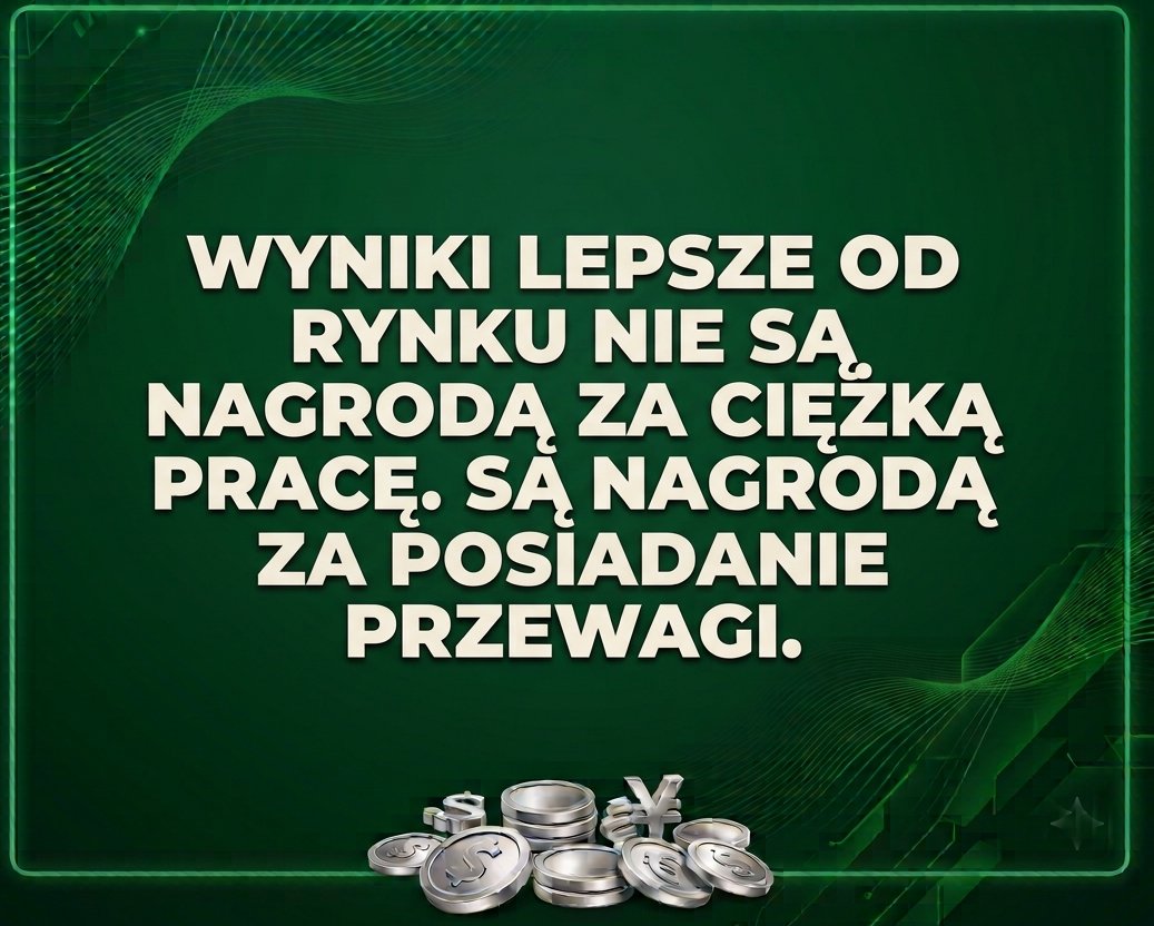 BlogiBossaPL's tweet photo. PRZEWAGA- najistotniejszy czynnik w inwestowaniu.

Jeśli aktywnie inwestujesz, skąd wiesz, że jesteś w stanie pokonać indeks w długim terminie, czyli wygenerować przewagę?

Potrafią to robić nieliczni inwestorzy, ale mają z tym problem profesjonalni zarządzający funduszami. Nie daje rady także większość internetowych „guru”.

Jaką wiedzę i zasoby posiadasz Ty, skoro jesteś przekonana/y, że jednak potrafisz? A jeśli nie dajesz rady, to po co się męczyć, skoro możesz bez wysiłku zarabiać po prostu tyle, ile daje rynek (ETF na indeks)?

Każdy inwestor chce zarabiać więcej. Problem polega na tym, że rynek nie nagradza samej chęci osiągania lepszych wyników. Aby pokonać rynek, trzeba mieć coś, czego nie posiada większość innych inwestorów. Tym czymś jest przewaga inwestycyjna.

Największym błędem początkujących inwestorów jest przekonanie, że wystarczy znaleźć dobrą spółkę, kupić ją i poczekać na wzrost kursu. Prawdziwe pytanie brzmi jednak inaczej: dlaczego akurat Ty miałbyś znaleźć tę spółkę lepiej niż miliony innych inwestorów?

Ten wątek to podjęcie wyzwania wyjaśnienia PRZEWAGI w inwestowaniu – czym jest, skąd się bierze, jak ją zbudować?

Większość osób rozpoczynających aktywne inwestowanie nie zadaje sobie wcale pytania: jak osiągać lepsze wyniki niż inni inwestorzy? Nie myśli nawet w kategorii tego, czy może zarabiać więcej niż daje ETF na indeks. Jeśli już to ma w planie po prostu osiągać niebotyczne zyski, przynajmniej dwucyfrowe. Ale w jaki sposób?
Zwykle dość standardowo:
· jedni szukają najlepszych spółek,
· inni próbują znaleźć odpowiedni moment zakupu,
· jeszcze inni analizują strategie stosowane przez najlepszych inwestorów świata
· albo zdają się na tipy lub rekomendacje z rynku.

I w zasadzie to są słuszne kierunki poszukiwań. To może prowadzić do osiągania przewagi. To jednak niewystarczające. Trzeba potrafić robić to w sposób przemyślany, ustrukturyzowany, zdyscyplinowany, uzasadniony wiedzą lub umiejętnościami (ang. skills).

PRZEWAGA INWESTYCYJNA to najprościej mówiąc:
Zdolność do podejmowania lepszych decyzji inwestycyjnych niż większość uczestników rynku, co w długim okresie pozwala osiągać wyniki lepsze od odpowiedniego benchmarku.

Słowem kluczowym jest tutaj długi okres. Jedna udana inwestycja nie oznacza jeszcze posiadania przewagi. Każdy inwestor może przypadkowo kupić spółkę, która wzrośnie kilkukrotnie. Przewaga pojawia się dopiero wtedy, gdy dobre wyniki są efektem określonego procesu i powtarzalnych decyzji, a nie przypadku.

Prosty test na to, czy masz przewagę, brzmi tak: gdybyś powtórzył tę samą decyzję sto razy w podobnych warunkach, czy średnio wyszedłbyś na plus? Jeśli tak, masz przewagę. Jeśli nie wiesz, dlaczego akurat ta transakcja miała się udać, przewagi nie masz. Miałeś szczęście.

Rynek jest miejscem, gdzie codziennie konkurują ze sobą miliony inwestorów. Większość z nich ma dostęp do tych samych informacji, czyli raportów finansowych, komunikatów spółek, danych gospodarczych, analiz ekspertów. Mimo tego inwestorzy dochodzą do różnych wniosków i osiągają różne wyniki.
Ci najlepsi muszą w takim razie robić coś lepiej z tymi danymi!

Przewaga w praktyce polega na tym, że inwestor potrafi lepiej niż inni rzeczy typu:
· ocenić wartość przedsiębiorstwa,
· zrozumieć model biznesowy spółki,
· określić ryzyko i zarządzać nim,
· dostrzec okazję inwestycyjną,
· zachować się właściwie wtedy, gdy większość rynku podejmuje błędne decyzje.
Tak przez dekady robił to Warren Buffett, choć i jego przewaga bardzo mocno stopniała.

Robienie czegoś lepiej nie oznacza wcale znakomitego przewidywania przyszłości! Nikt nie wie dokładnie, jakie będą ceny akcji za rok, jakie wydarzenia nastąpią w gospodarce ani które spółki osiągną najlepsze wyniki.
Nie oznacza to także unikania wszystkich strat, trafiania w dołek ceny czy zdanie się na szczęśliwy los.  Dobry inwestor po prostu podejmuje decyzje, które zwiększają prawdopodobieństwo korzystnego wyniku bez względu na to, co się wydarzy.

A nawet najlepsi inwestorzy popełniają błędy. Kupują złe spółki, przeceniają potencjał firm lub zbyt wcześnie sprzedają dobre inwestycje. Różnica polega na tym, że ich poprawne decyzje oparte na wypracowanej strategii w długim okresie przeważają nad błędami.

Dlaczego tak trudno osiągnąć przewagę inwestycyjną? Przede wszystkim dlatego, że metody jej osiągania są dobrze znane (np. analiza fundamentalna), zbadane i opisane, a posługują się nimi wszyscy w podobny sposób, w tym najbogatsze fundusze i banki świata, a mimo to wygrywają nieliczni. W takim razie potrzeba do tego czegoś więcej niż użycie tych samych metod, czyli jakiś rodzaj osobistej „magii” lub odkrycia czegoś, czego nie robią inni.

Można tu posłużyć się przykładem z życia:
Dwóch stolarzy ma identyczne narzędzia, tę samą piłę, ten sam młotek, tę samą wkrętarkę. Jeden wykonuje piękne meble. Drugi produkuje przeciętne. Przewagą nie są w takim razie narzędzia. Przewagą jest umiejętność ich wykorzystania. Na giełdzie jest identycznie.

Czy możliwe jest odkrycie takich zdolności? Dla większości NIE! Kolejne części będą poświęcone próbie wskazania, gdzie i jak szukać tego pierwiastka „magicznego”.

---kat---
ps. Tekst jest kopią oryginalnego wpisu znajdującego się na https://t.co/Yaz3tq8u5b