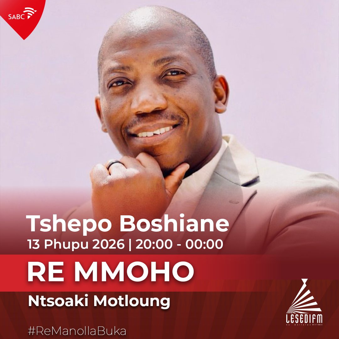 LesediFM's tweet photo. #ReMmoho le Ntsoaki Motloung

🎤Re bua le Tshepo Boshiane ho #ReManollaBuka
#LesediFM

📞: 086 000 3084
📲:  083 284 0008
🌐: https://t.co/SdWJ7CZQ7i https://t.co/TpAUJRlsYY
