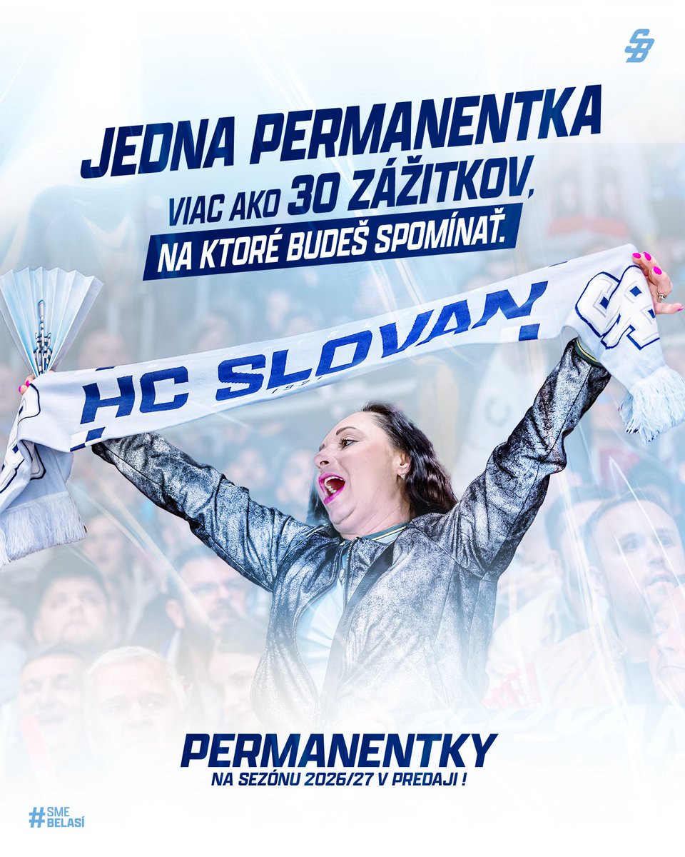 hcslovanba's tweet photo. Jedna permanentka = 30+ zážitkov //
Permanentka #hcslovan nie je obyčajná vstupenka na hokej. Je to stabilné miesto na Slovane, zážitok na celú sezónu a potvrdenie spolupatričnosti ku komunite belasých.
📲appka Slovan+ / 🛜 online https://t.co/ACzmAFbwAe
#SmeBelasi #VerniSlovanu https://t.co/V1dkWnrtlp