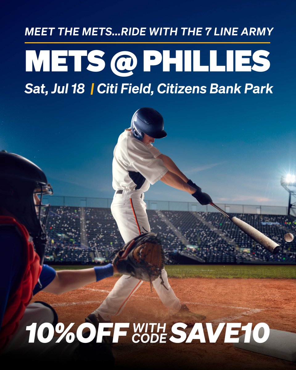 RallyBus's tweet photo. 🧡💙 Meet the Mets and hit the road with The 7 Line Army! Ride from Citi Field to Citizens Bank Park for Mets @ Phillies on July 18 and save 10% with code SAVE10. ⚾🚌 #RideRally #The7LineArmy #LGM #Mets #Phillies #BaseballRoadTrip #SAVE10 https://t.co/w8qtaBks8w