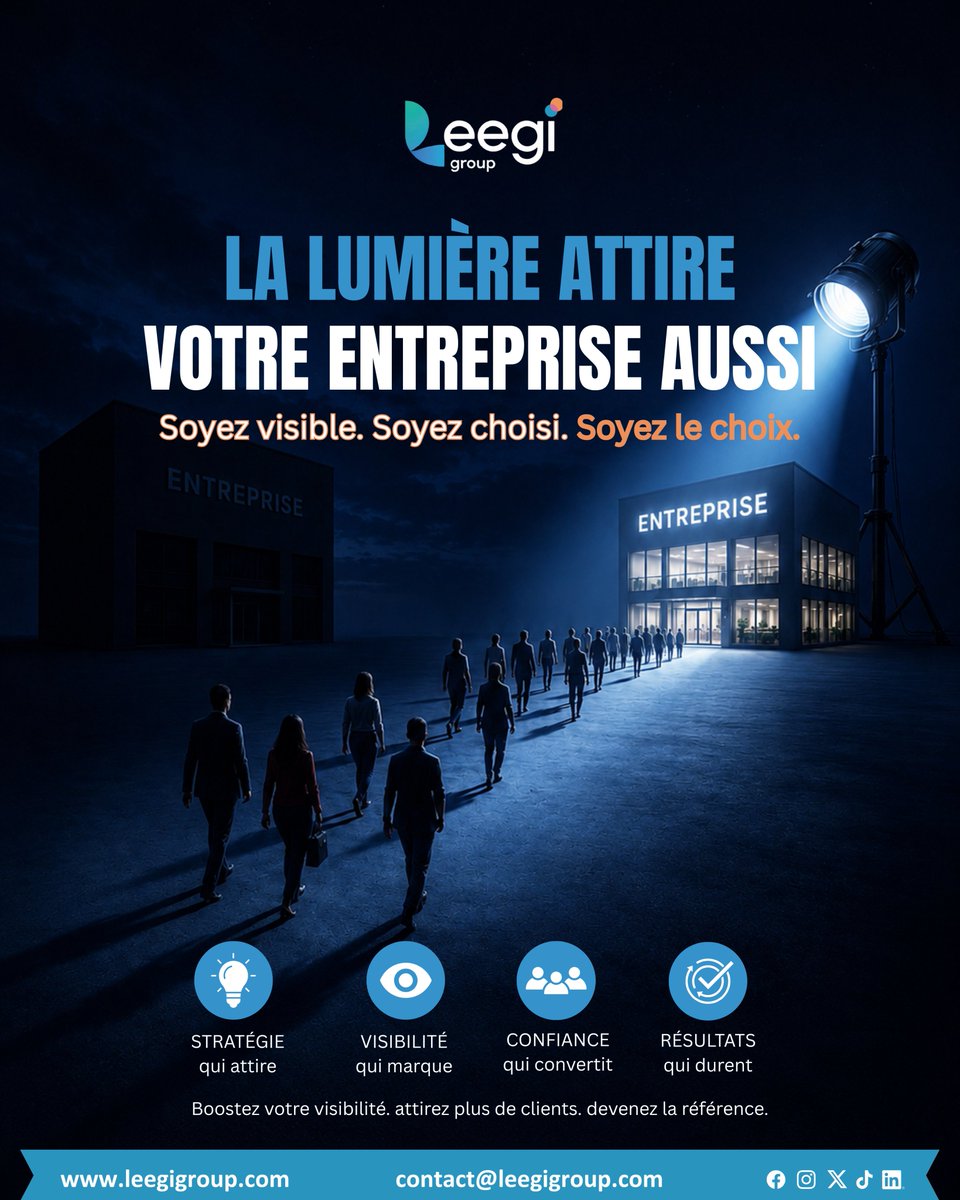 Leegigroup's tweet photo. La lumière attire. Les clients aussi.

Les entreprises visibles créent plus de confiance, plus d'opportunités et plus de résultats.

💡 Soyez visible. Soyez choisi. Soyez le choix.

#Marketing #Communication #Business #Branding #LeegiGroup https://t.co/pBuWy7ly1R