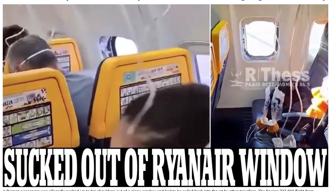 NewscatsOrg's tweet photo. Terror at 20,000 Feet: Ryanair Passenger Nearly Sucked Out of Aircraft After Window Fails Mid-Flight: https://t.co/KHy4AETCxO https://t.co/j6t3QIPd9I