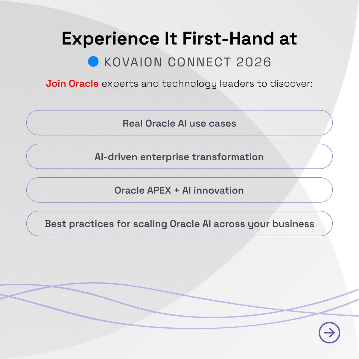 kovaion's tweet photo. Ready to unlock the full potential of Oracle AI? Join #KovaionConnect2026 to discover how the Oracle AI Ecosystem is driving enterprise innovation and measurable business impact.
Register now: https://t.co/YAoknPwV3l
#OracleAI #OracleCloud #EnterpriseAI https://t.co/ztMEyRSbmd