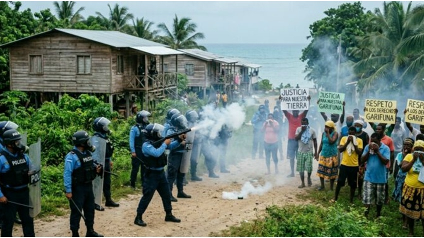 ChristinePP27's tweet photo. 😔😭🤬
La police du Honduras expulse une communauté indigène protégée. 
https://t.co/7sXebJ2IbI...
📷 La communauté de San Juan regroupe des indigènes et des  Afro-descendants garifuna. Ces populations ont une histoire riche et  profondément ancrée dans la région nord du pays. Leur présence sur ces  terres n’est pas récente, mais s’inscrit dans une longue tradition. 
En  2023, un arrêt important de la Cour interaméricaine des droits de  l’homme a reconnu les droits de propriété collective de cette communauté  sur le territoire concerné. Cette décision judiciaire ordonne à l’État  hondurien de respecter ces droits ancestraux. Alors ?

Cinq  personnes ont été arrêtées à San Juan, localité du département  d'Atlántida habitée par des indigènes et des Afro-descendants de la  communauté garifuna, protégée par un arrêt de la Cour interaméricaine  des droits de l'homme (Cour IDH). 
La police a indiqué dans un  communiqué avoir fait "usage de la force non létale et de gaz  lacrymogène" pour répondre à "l'opposition" des "envahisseurs" qui  occupaient illégalement, selon les autorités, les terrains d'un complexe  hôtelier. En tout, ce sont des dizaines d'habitants de la communauté  garifuna qui ont été expulsés. 
La police du Honduras a expulsé lundi  des dizaines d'habitants d'une communauté indigène du nord du pays  latino-américain, en application d'une loi contestée qui protège les  terres agro-industrielles et touristiques contre les invasions, ont  indiqué les autorités.
