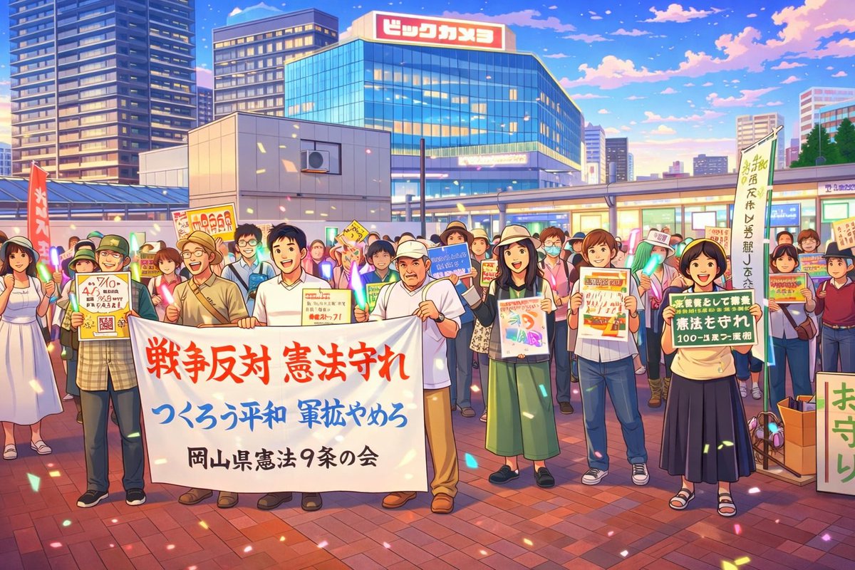 qqvp7fd9k's tweet photo. 7月10日（金）ペンライト行動岡山駅東口。19時より
134名が参加。若い女性のコールに男性に歌。これまでにないパターンでした。 https://t.co/GC5Wkgkkj1