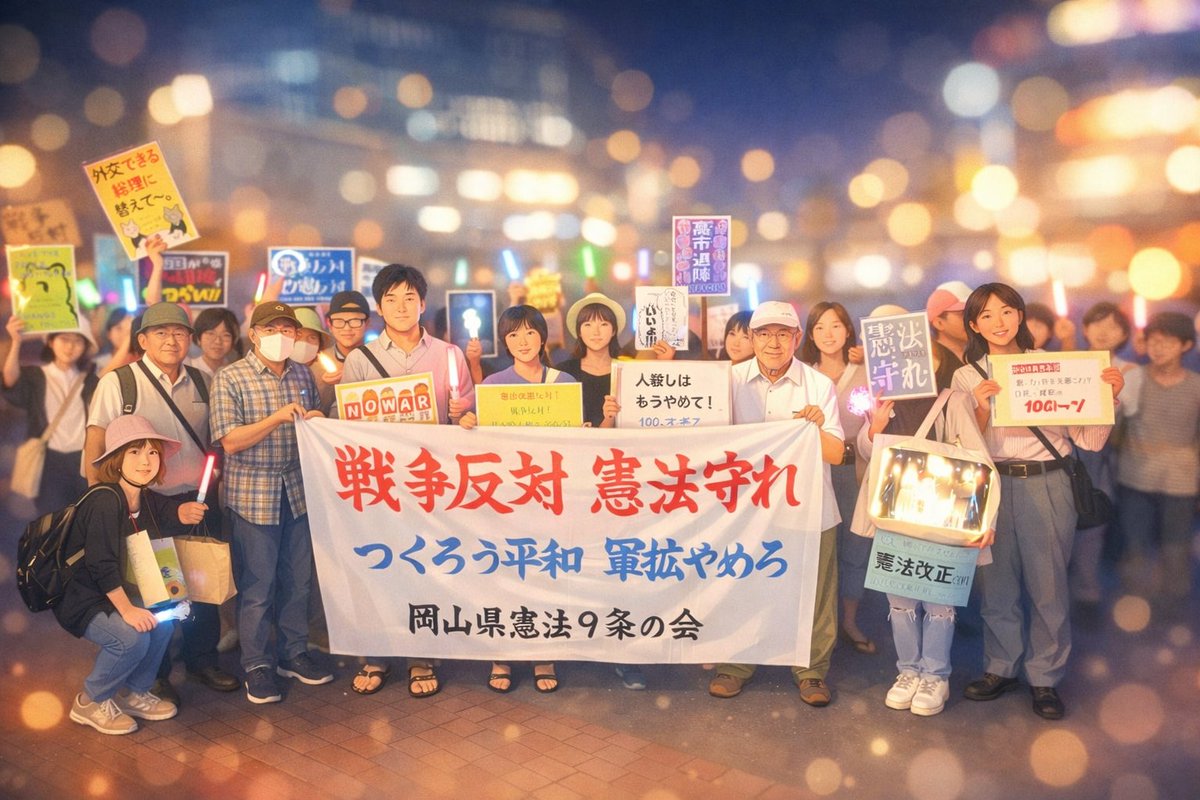 qqvp7fd9k's tweet photo. 7月10日（金）ペンライト行動岡山駅東口。19時より
134名が参加。若い女性のコールに男性に歌。これまでにないパターンでした。 https://t.co/GC5Wkgkkj1