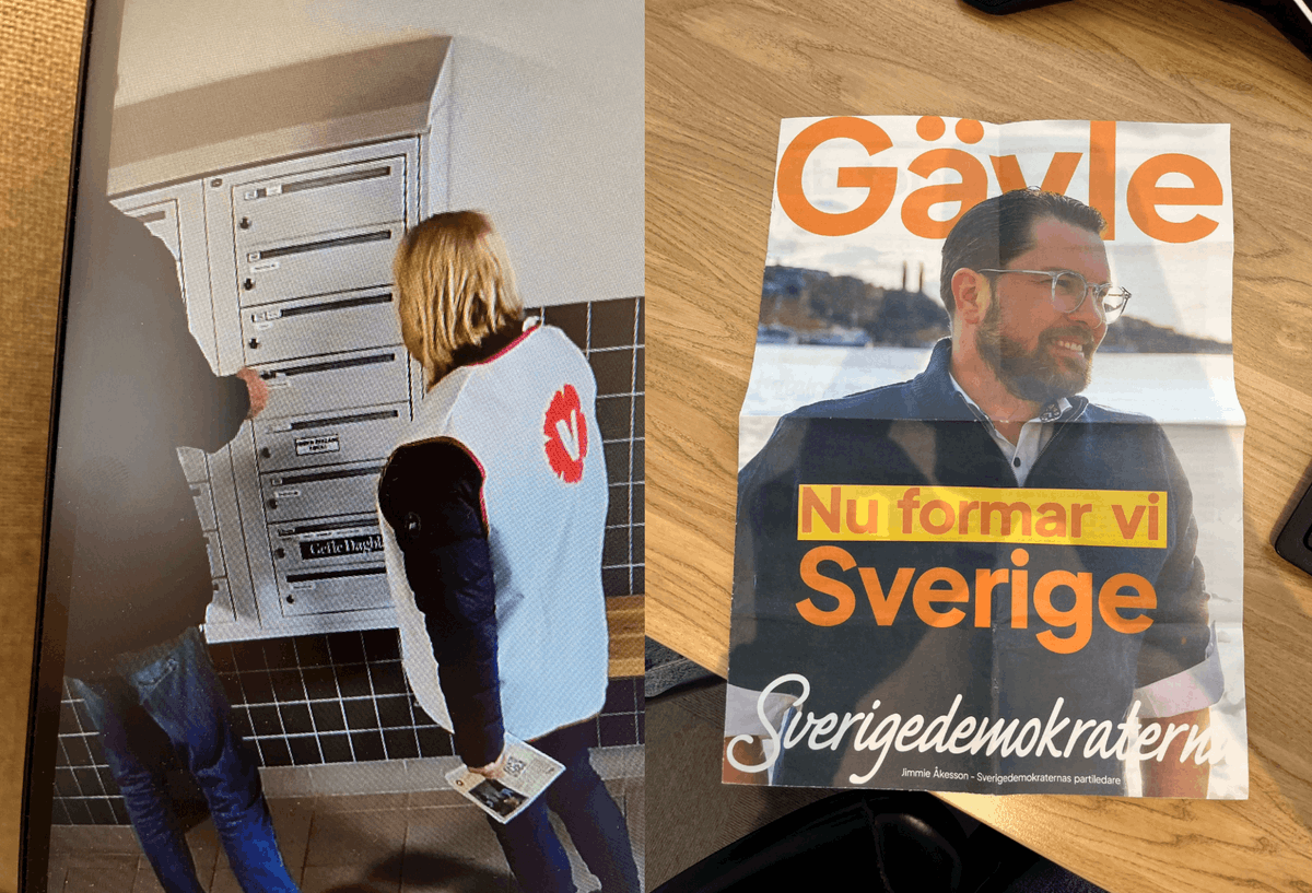 FluxAlert's tweet photo. 🔴Vänsterpartist åtalas för att ha stulit SD:s flygblad ur låsta brevlådor i Gävle.

Han filmades av övervakningskamera när han med en penna fiskade upp SD:s reklam från två boendes postlådor.

Mannen är kandidat på Vänsterpartiets lista och medger att han var "nyfiken" på vad SD skrev.

Typiskt vänstern. De hatar fri åsiktsbildning så mycket att de stjäl andras material istället för att möta argumenten.

De vill tysta motståndare med alla medel.

Vänsterpartiet är ett hot mot demokratin och yttrandefriheten.