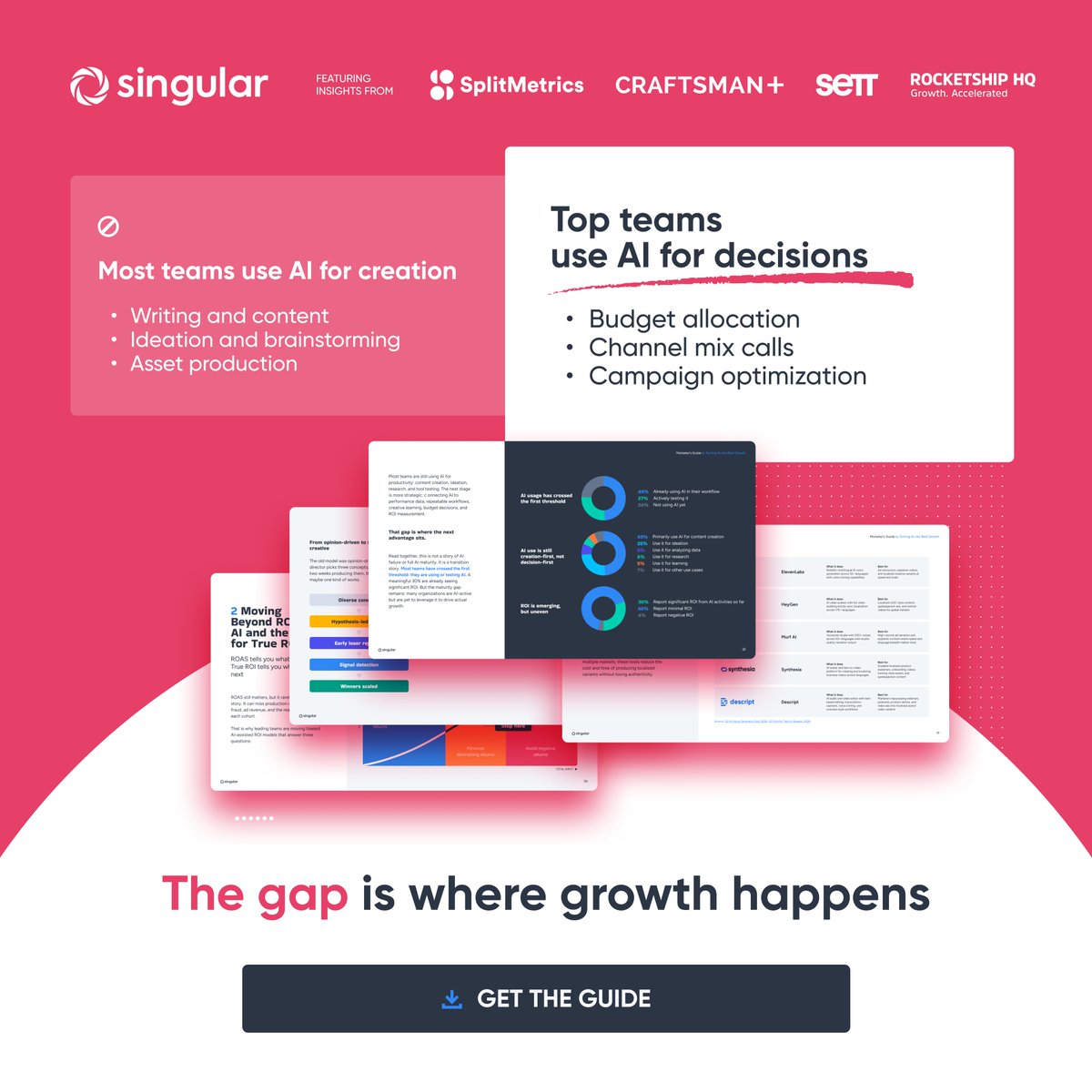 SplitMetrics's tweet photo. 49% of marketing teams are using AI. Only 30% see it driving ROI.

NEW Marketer's Guide to Turning AI into Real Growth maps out where the gap comes from, and what separates teams stuck at AI activity from those seeing AI-driven growth.

FREE DOWNLOAD 👉 https://t.co/uzuEgnxS3B https://t.co/xXzFkRbg7y