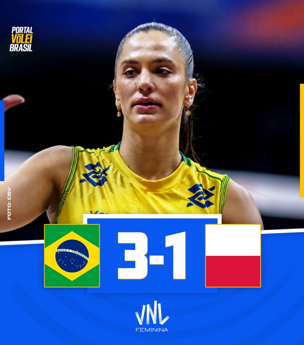 portal_volei's tweet photo. ✅ FIM DE JOGO!

🏐 🇧🇷 BRASIL 3x1 POLÔNIA 🇵🇱 
➡️ (25x20, 23x25, 25x23, 28x26)
🏆 VNL Feminina | Semana 03 https://t.co/rT1JhV6Vj9