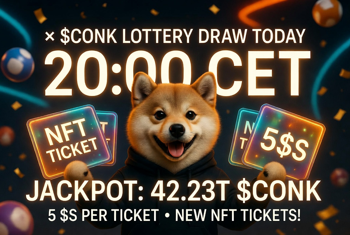 ShibaPoCONK's tweet photo. $CONK LOTTERY DRAW TODAY at 20:00 CET 🔥

💰 Jackpot: 42.23T $CONK
🎟️ Only 5 $S per new NFT ticket! 

Pick your numbers now → https://t.co/Ri4lmrhjSF

OG #memecoin #memehub #SonicNetwork $S https://t.co/16BY4cA2JX