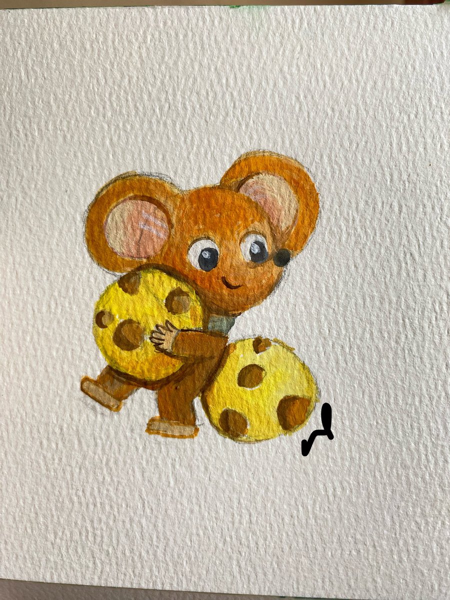 Al_feyyy's tweet photo. Meet my little cheese hoarder! 🐭🧀
Gouache on paper, full of love and yellow happiness.
Siapa yang suka keju juga? 🙋♀️
#illustration #gouache #littlemouse https://t.co/bwEz71nXjh