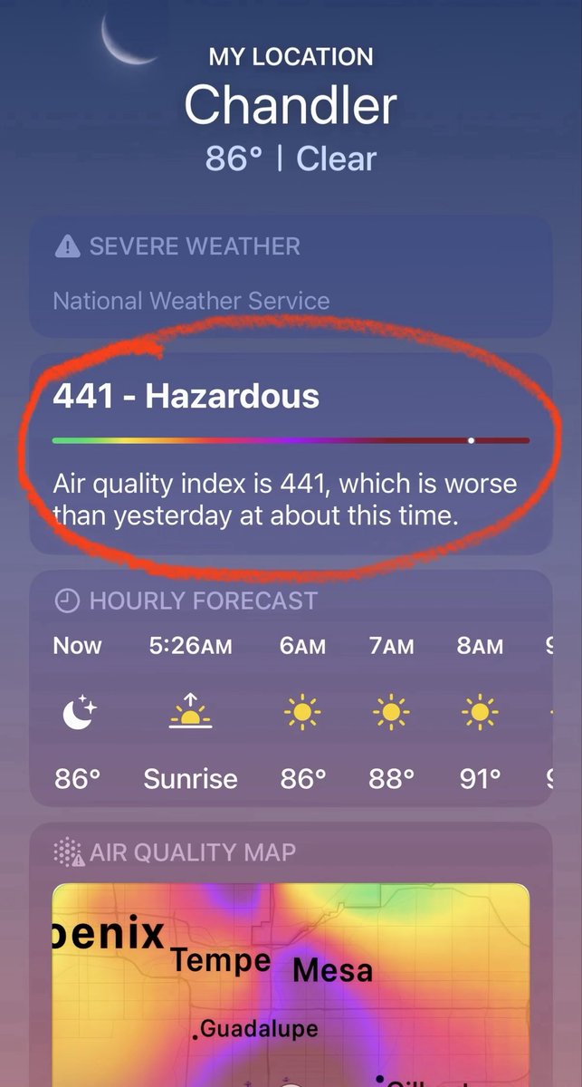 BlazesDogMom's tweet photo. @ArizonaDEQ Is this for real?  Should I skip breathing today? https://t.co/s99gqISbKc