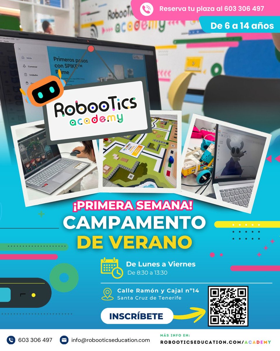 robootics_'s tweet photo. 🤖🚀 ¡Qué semana tan increíble hemos vivido en nuestro Campamento de Verano en nuestra academia Robootics Academy!

Para cualquier otra duda sobre el campamento contactar al 634 369 131 📲

Enlace a la inscripción: https://t.co/kL1199zmEX

#RoboticsAcademy #CampamentoDeVerano https://t.co/lpR166g9jv
