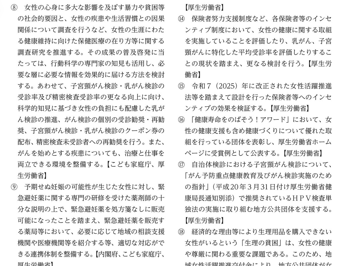 awx0djcIWO81498's tweet photo. 健康分野もタイトルは「男女の健康への支援」だが中身は「女性の健康！女性の健康！女性の健康！」。同じ白書の資料で平均寿命も健康寿命も男の方が短いと示されているのに。 https://t.co/B0XzOFOgBY