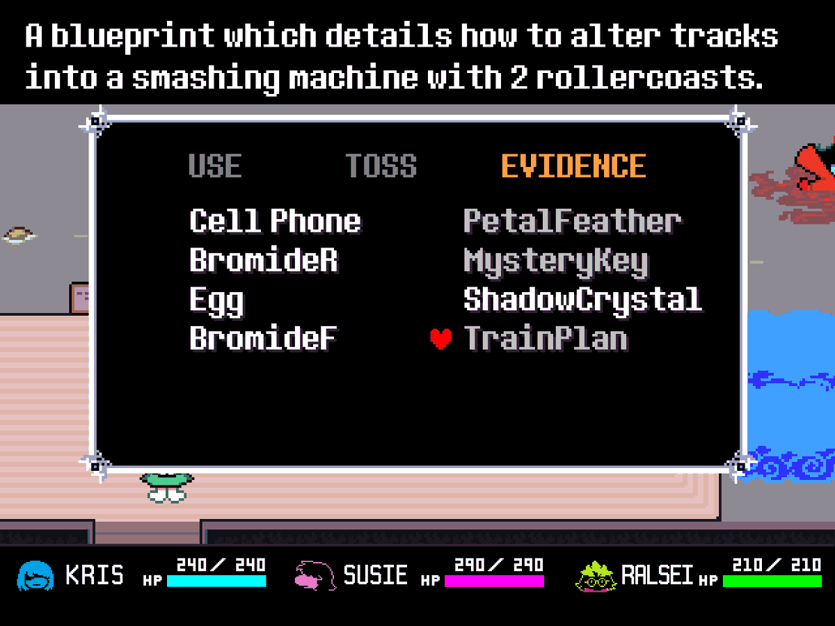 dailytobytrivia's tweet photo. The Flavortext for the TrainPlan evidence in Chapter 5 is a reference to Mickeys dick smasher, a joke ride idea made by splendidland, who made designs for darkners in Chapter 2. https://t.co/wx9Z0x3acu