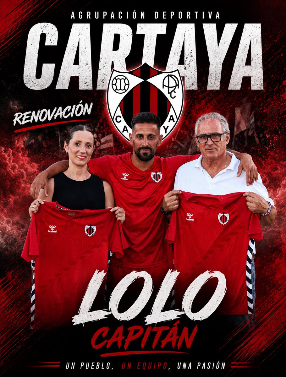 AD_Cartaya's tweet photo. LOLO SIGUE UNA TEMPORADA MÁS CON NOSOTROS. 

El alma del equipo, uno de los capitanes y líderes de la Agrupación Deportiva Cartaya. 🔴⚫ https://t.co/GmRSaPpGTR