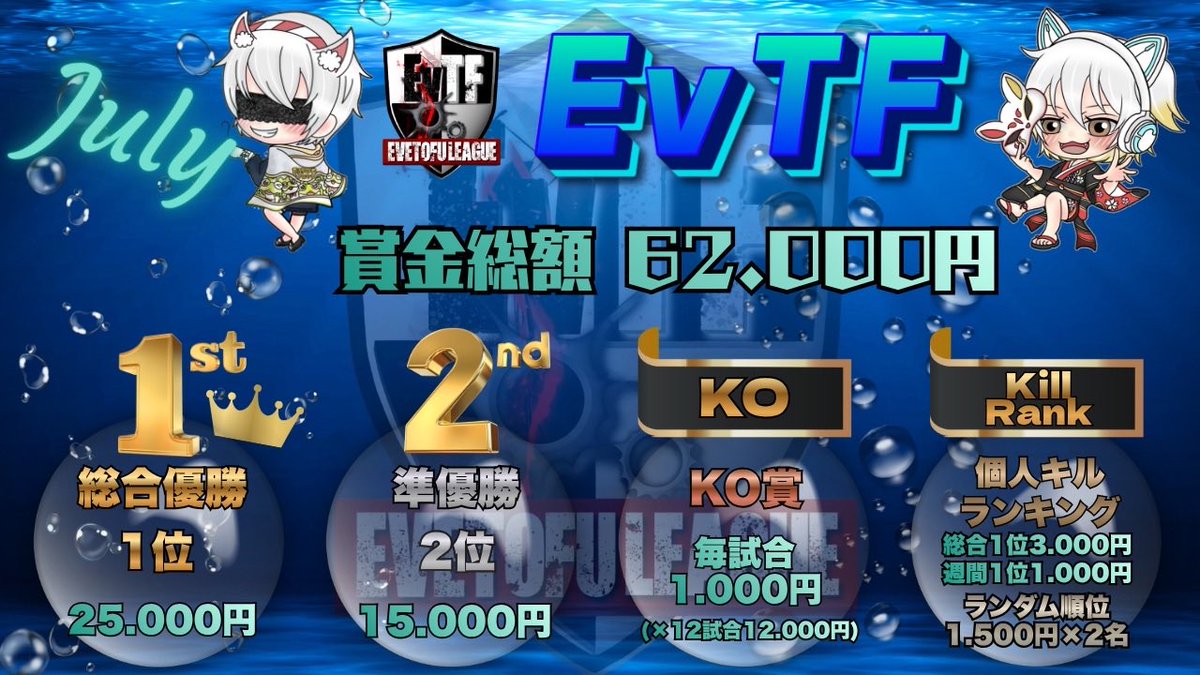 _0tofu's tweet photo. 【 EvTF League ７月度 day❶ 実況🎙 】
 ︎︎
7/10 22:00〜3戦
 ︎︎
とうふ＆いぶにぃ主催 EvTF⚔️
 ︎︎
今月は全14チーム参戦🔥
初日に輝くのはどのチーム❔❕
 ︎︎
解説☕️いぶにぃ
 ︎︎
⚔️個人キルランキング総額1万円あり✨⚔️
 ︎︎
🔗 ⇒ https://t.co/Fw0tXIM4CP
 ︎︎
#とふちゅーぶ◻️
