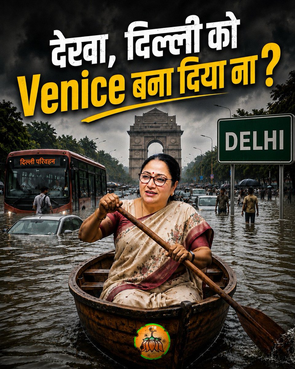 AamAadmiParty's tweet photo. दिल्ली को वेनिस बनाने के लिए मुख्यमंत्री रेखा गुप्ता जी का बहुत-बहुत धन्यवाद। दिल्ली आपके इस 'ऐतिहासिक योगदान' को कभी नहीं भूलेगी। https://t.co/2AKD0oThgc