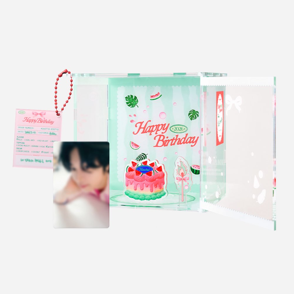 tkfwksl's tweet photo. Heechul’s birthday MD - Acrylic Cake Box photocard:

“This year, I’m spending my birthday with your Park Jungsu^ᵕ^
From. Heenim”

cr: threads hulinjie3f https://t.co/1iBalt0dH6