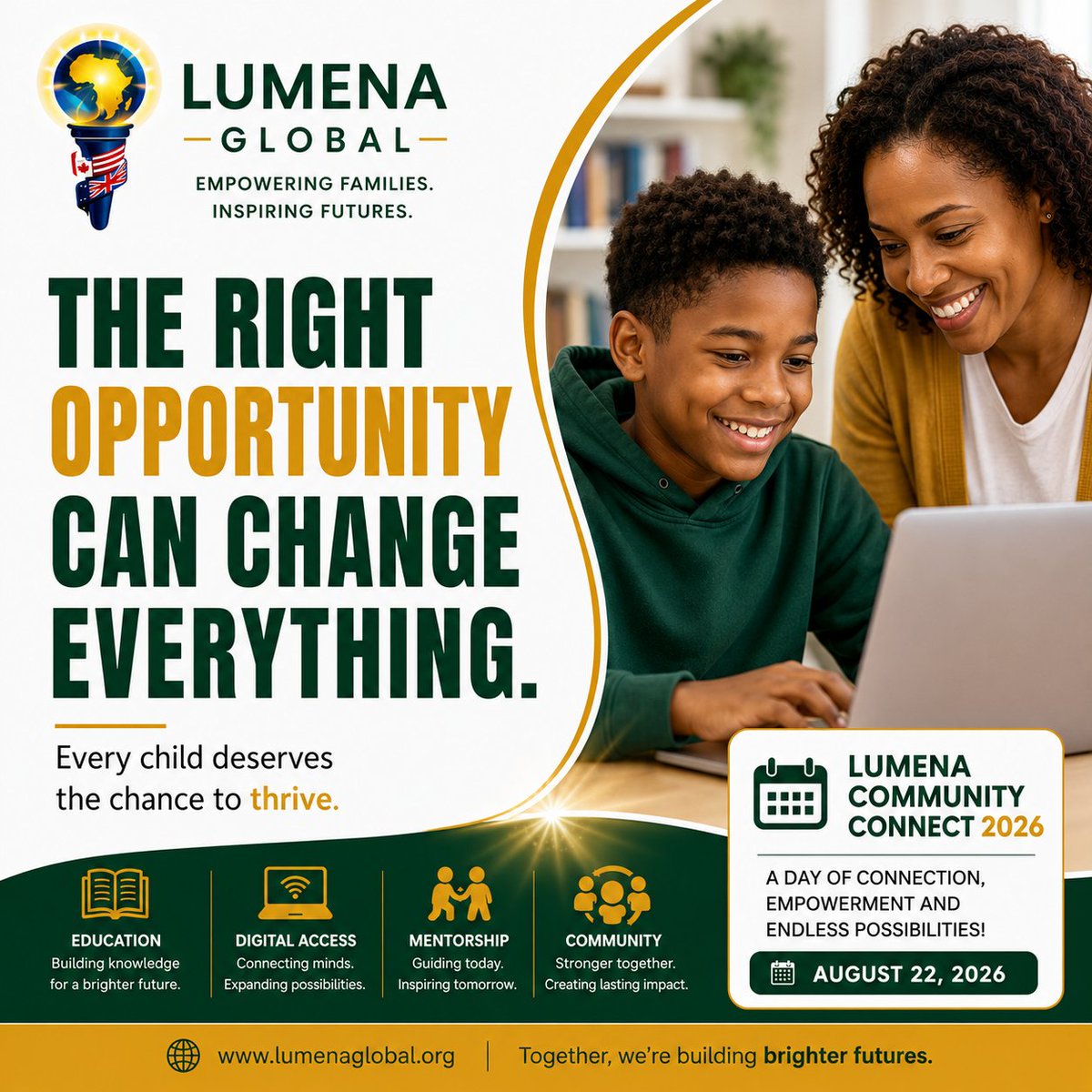 LumenaGlobalOrg's tweet photo. The right opportunity can change everything.

Every child deserves the chance to learn, grow, and thrive.

Together, we're building brighter futures.

🌐 https://t.co/jBXsq5bkKL

#LumenaGlobal #OpportunityMatters #YouthEmpowerment https://t.co/J0M8rZCp4m