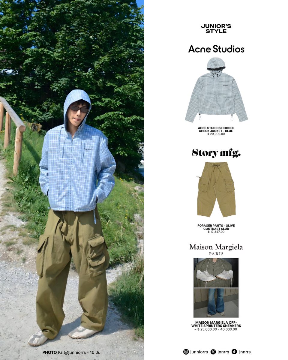 juniorstylestat's tweet photo. JUNIOR PANACHAI with ACNE STUDIOS, Story mfg, and Maison Margiela
( #junniorrstyle, #junniorrs )
#ACNESTUDIOS @acnestudios
- HOODED CHECK JACKET - BLUE
#storymfg
- Forager Pants - Olive Contrast Slub
#MaisonMargiela @Margiela
- Maison Margiela Off-White Sprinters Sneakers https://t.co/mf3hYLAbDE