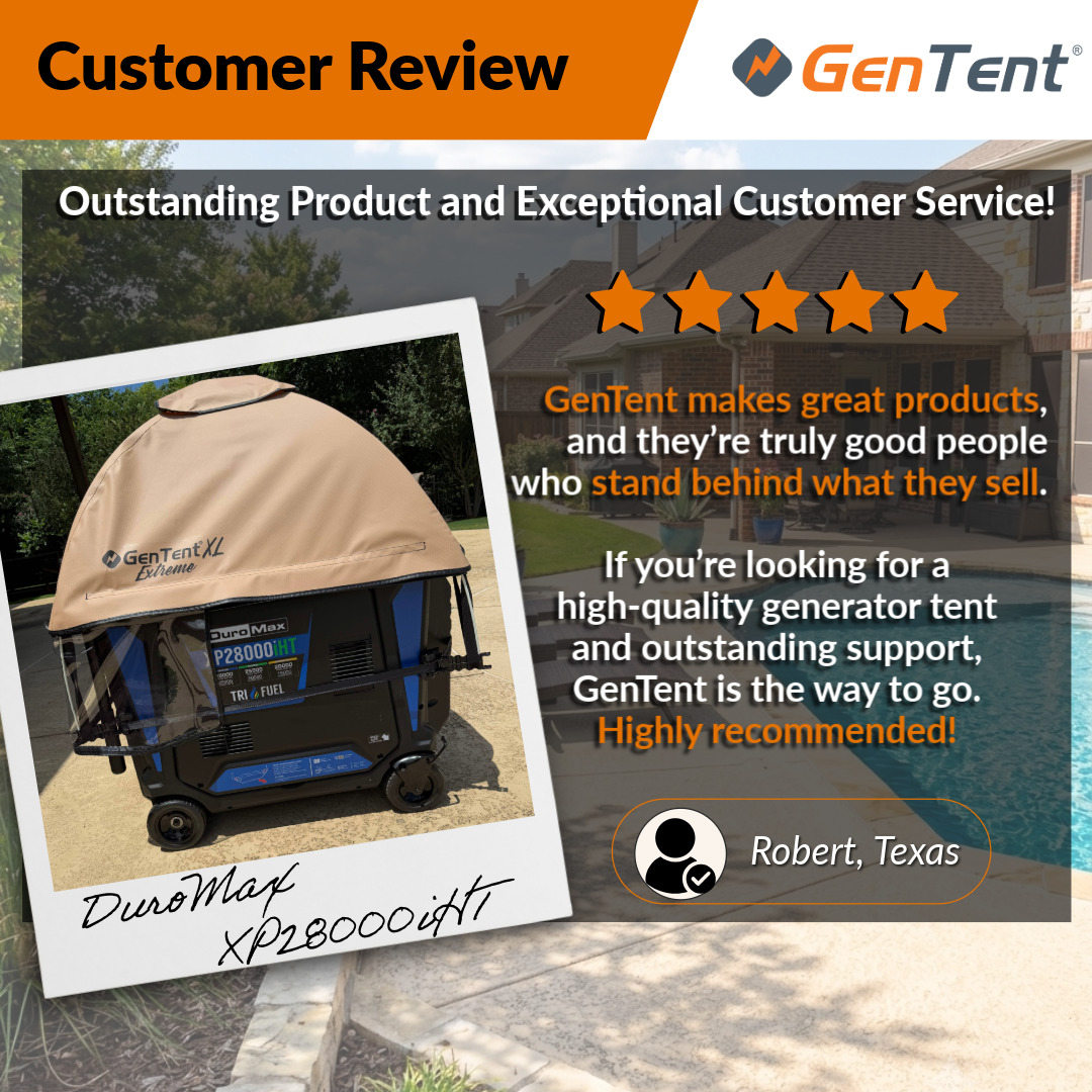 GenTentUSA's tweet photo. ☔When Robert in Texas needed a weatherproof solution for his @DuroMaxPower  XP28000iHT, our team helped make sure his setup was protected the right way.

👷At GenTent, safety comes first. https://t.co/hgkfp5VxZ4