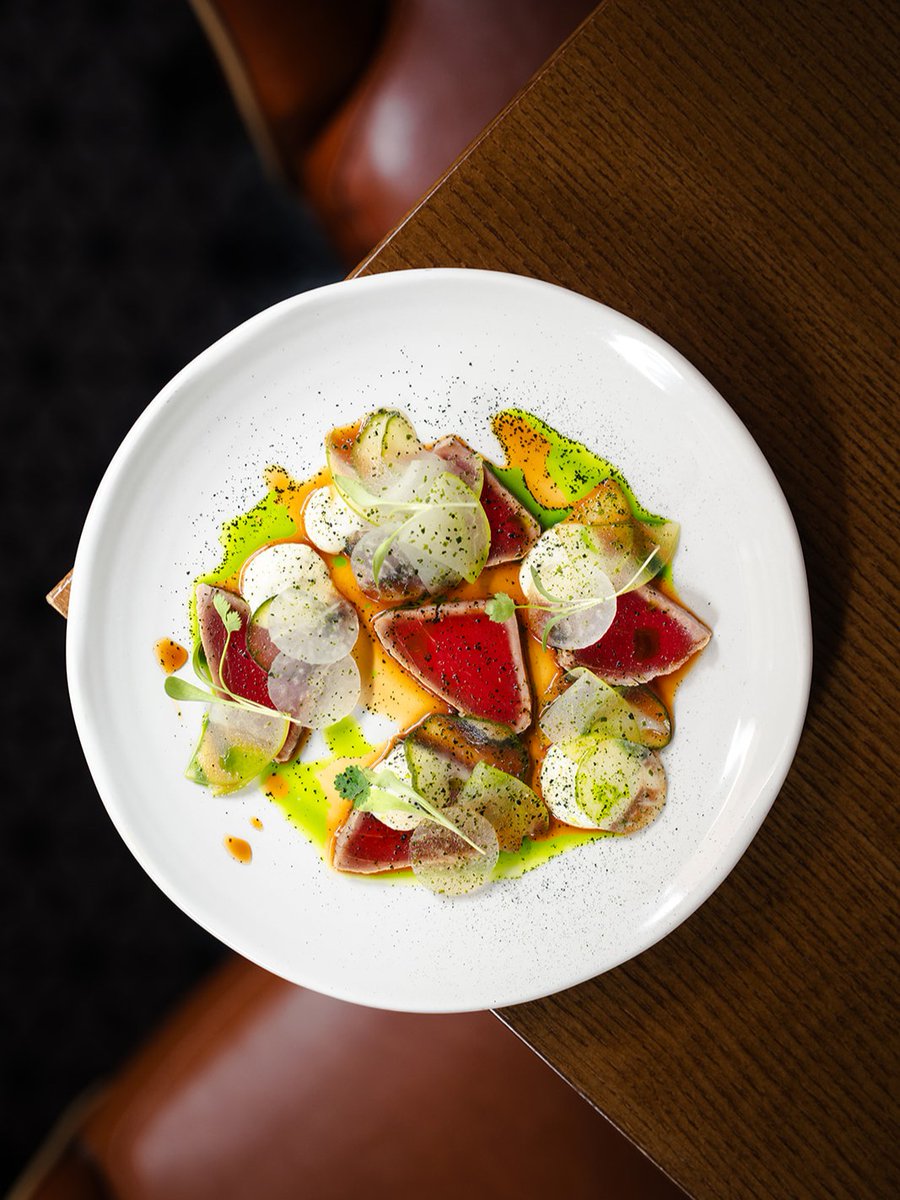 PichetDublin's tweet photo. 🍴Balfego Tuna Loin with Ponzu Dressing, Wasabi, Granny Smith Apple, Pickled Cucumber &amp; Mooli https://t.co/D3K9mAGmyp